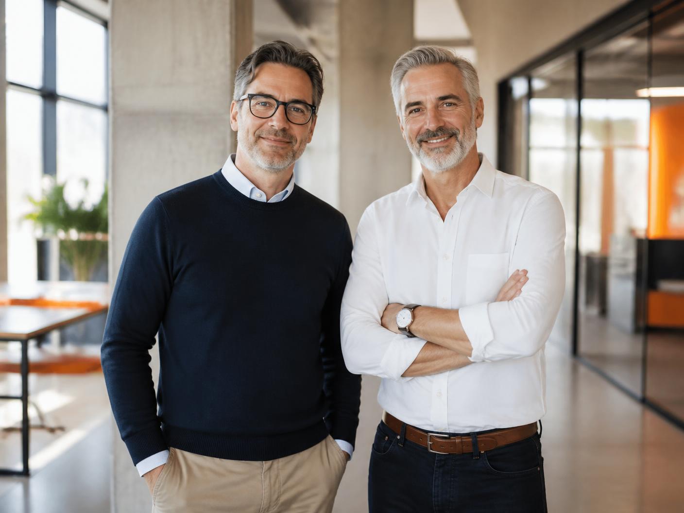 Twee senior transformation leads in een lichte, moderne werkomgeving